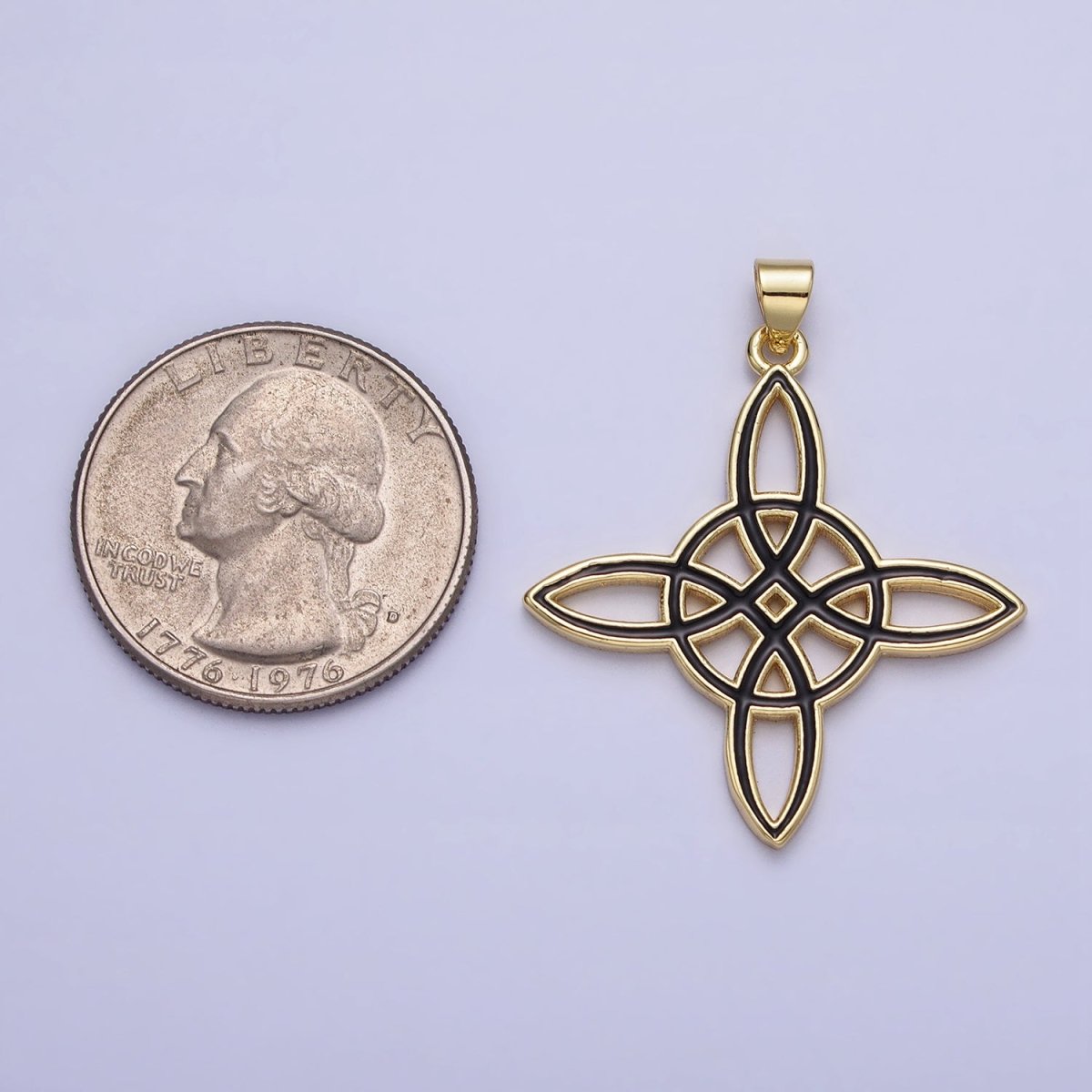 Black White Enamel Celtic Cross Gold Irish Cross Pendant, Triquetra Charm Celtic Knot Pendant AA147 AA148