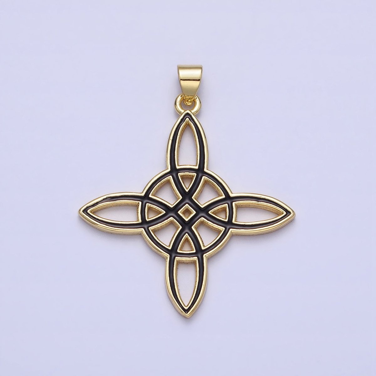 Black White Enamel Celtic Cross Gold Irish Cross Pendant, Triquetra Charm Celtic Knot Pendant AA147 AA148