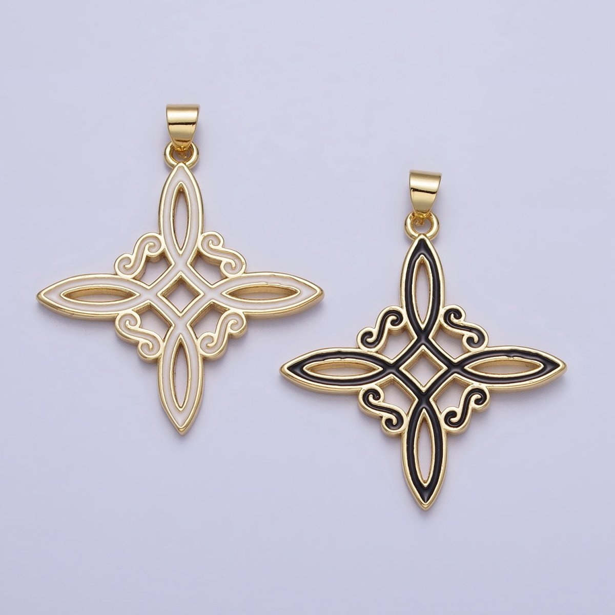 Black White Enamel Celtic Woven Necklace Pendant Gold Celtic Eternity Knot Cross Pendant AA149 AA150