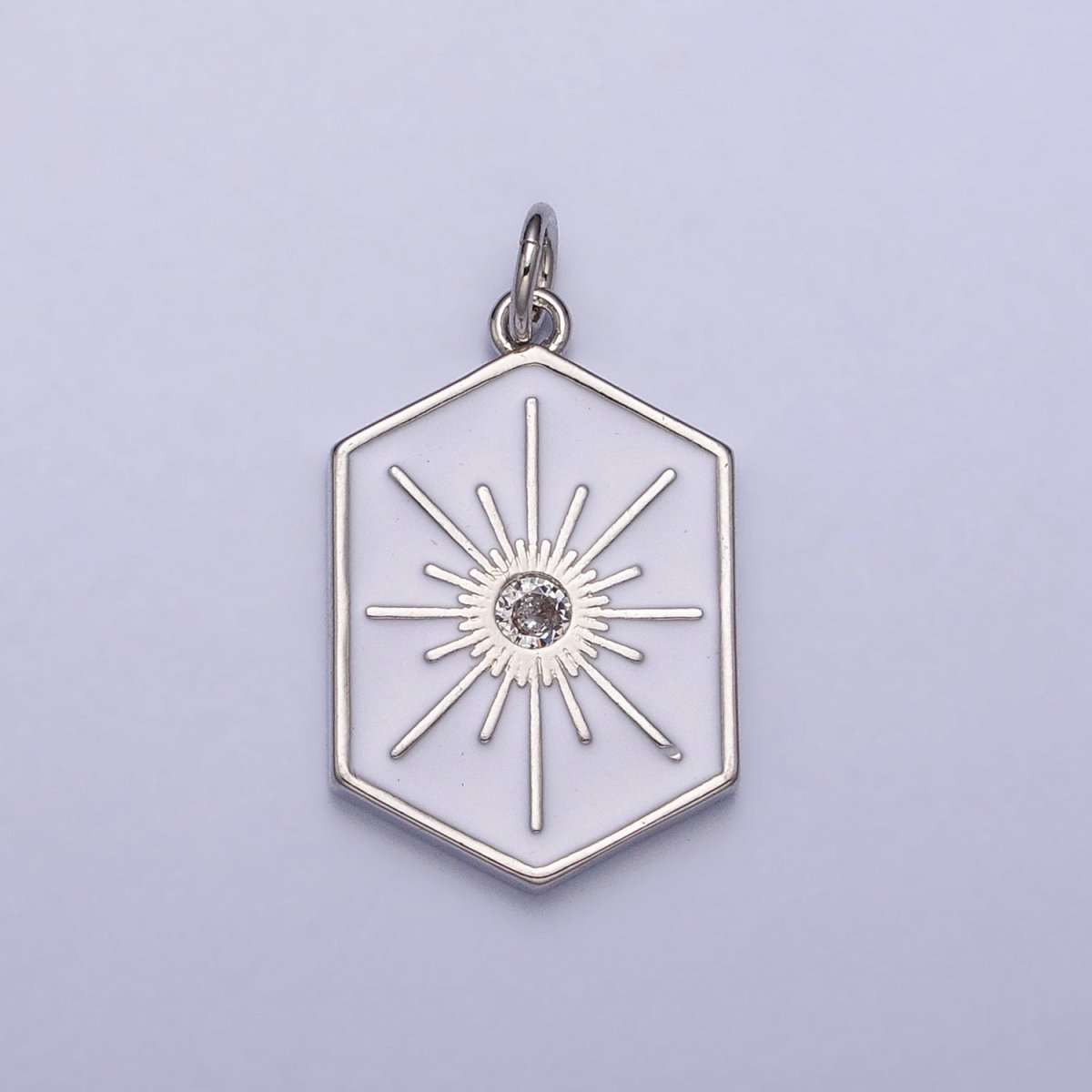 Black, White, Purple Hexagonal Celestial Sun Star Charm in Gold & Silver | AC320 - AC325