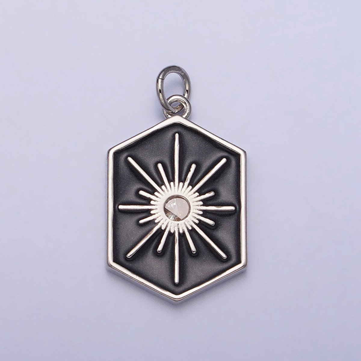 Black, White, Purple Hexagonal Celestial Sun Star Charm in Gold & Silver | AC320 - AC325