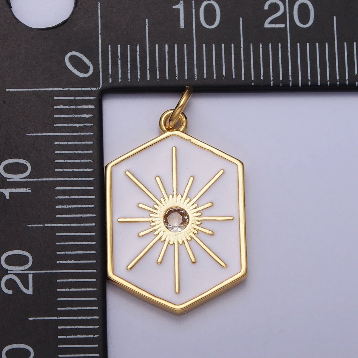 Black, White, Purple Hexagonal Celestial Sun Star Charm in Gold & Silver | AC320 - AC325