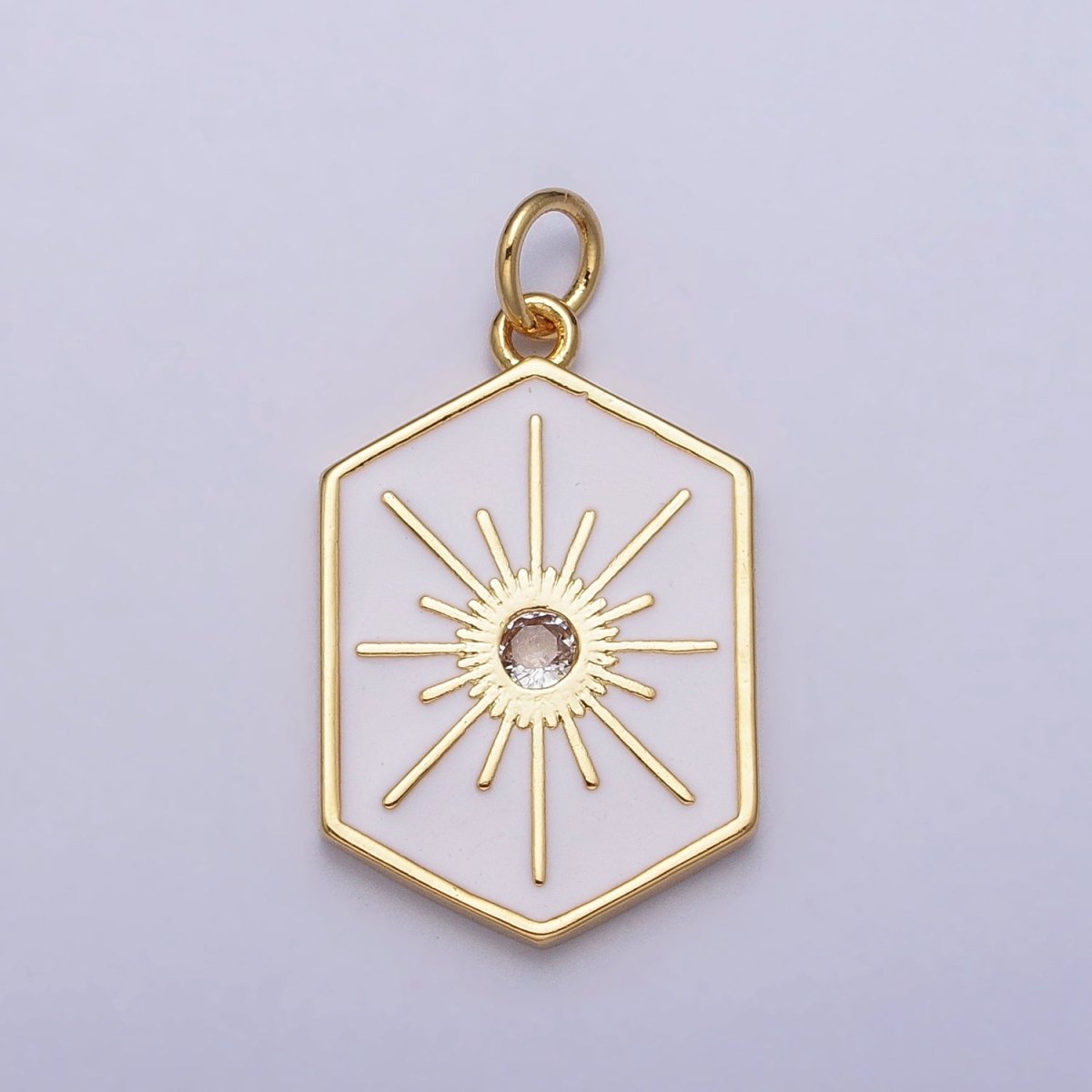 Black, White, Purple Hexagonal Celestial Sun Star Charm in Gold & Silver | AC320 - AC325