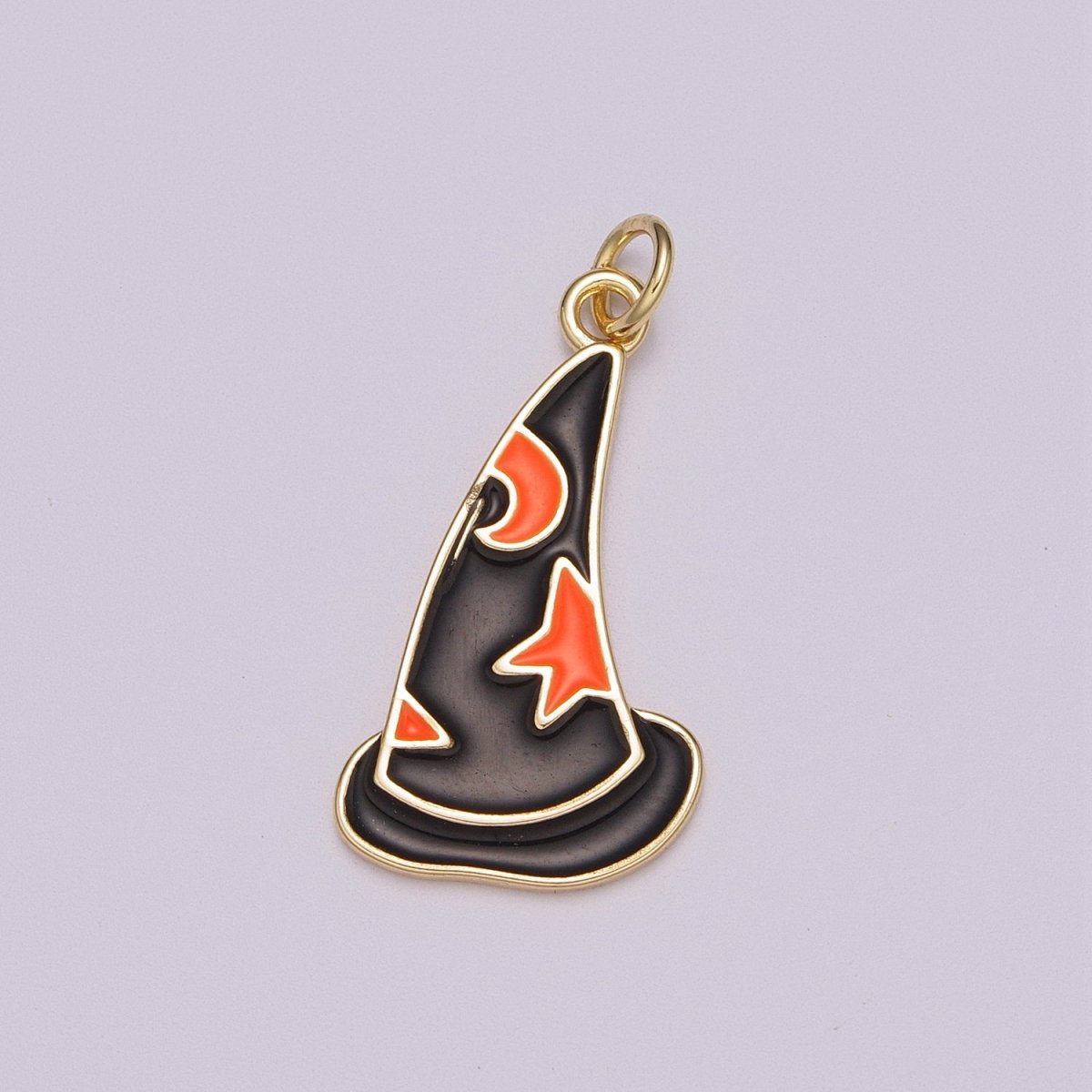 Black Witch Hat Charm Enamel Halloween sorcerers hat Pendant Halloween Jewelry Inspired, M-855 - DLUXCA