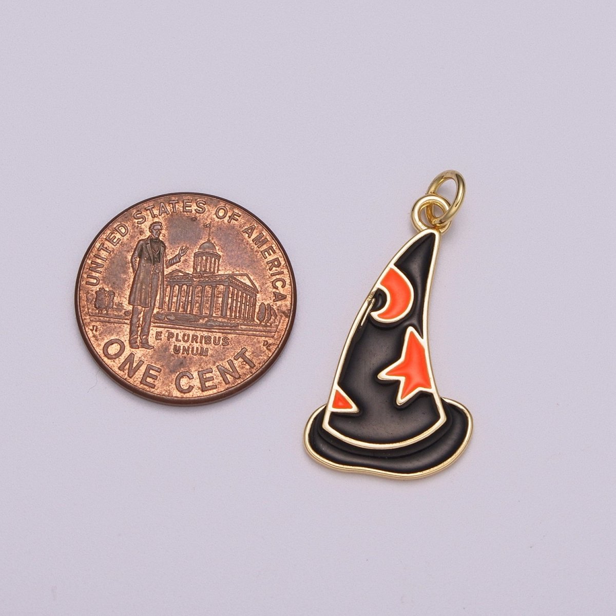 Black Witch Hat Charm Enamel Halloween sorcerers hat Pendant Halloween Jewelry Inspired, M-855 - DLUXCA