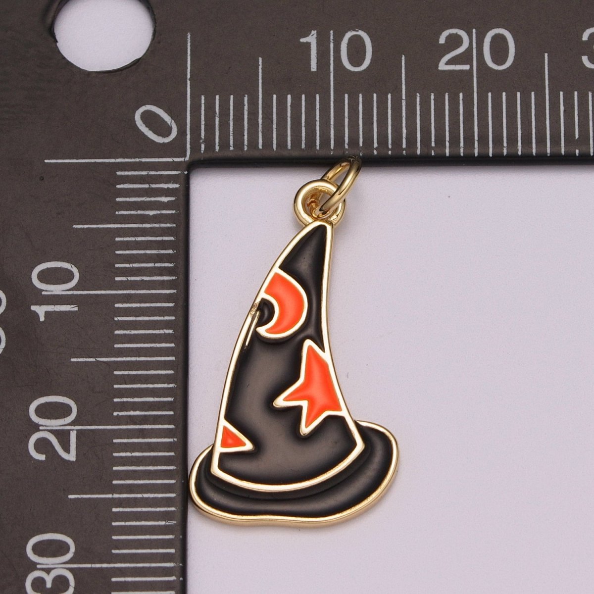 Black Witch Hat Charm Enamel Halloween sorcerers hat Pendant Halloween Jewelry Inspired, M-855 - DLUXCA