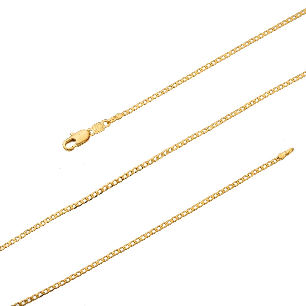 BLOWOUT 24K Gold Filled Finished Necklace 18 inch 2mm width Dainty Cable Curb Chain Flat Curb Chain for Necklace Jewelry Making Supply CN-24K-18inch-NEW1 Clearance Pricing - DLUXCA