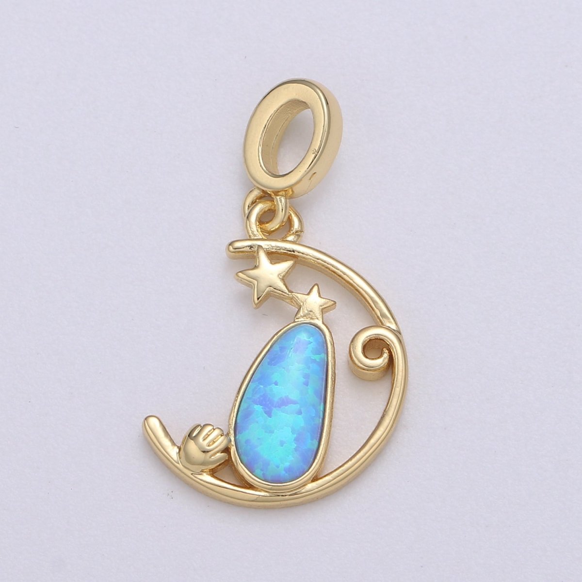 Blue and White Opal 24K Star Pendant, Teardrop Opal Charm Baby Hand Charm for Bracelet Earring Necklace H-608 H-612