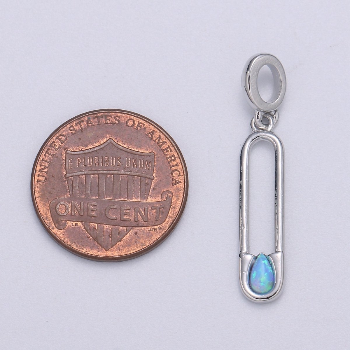 Blue and White Opal White Safety Pin Pendant, Teardrop Opal Charm for Bracelet Earring Necklace H-598 H-599