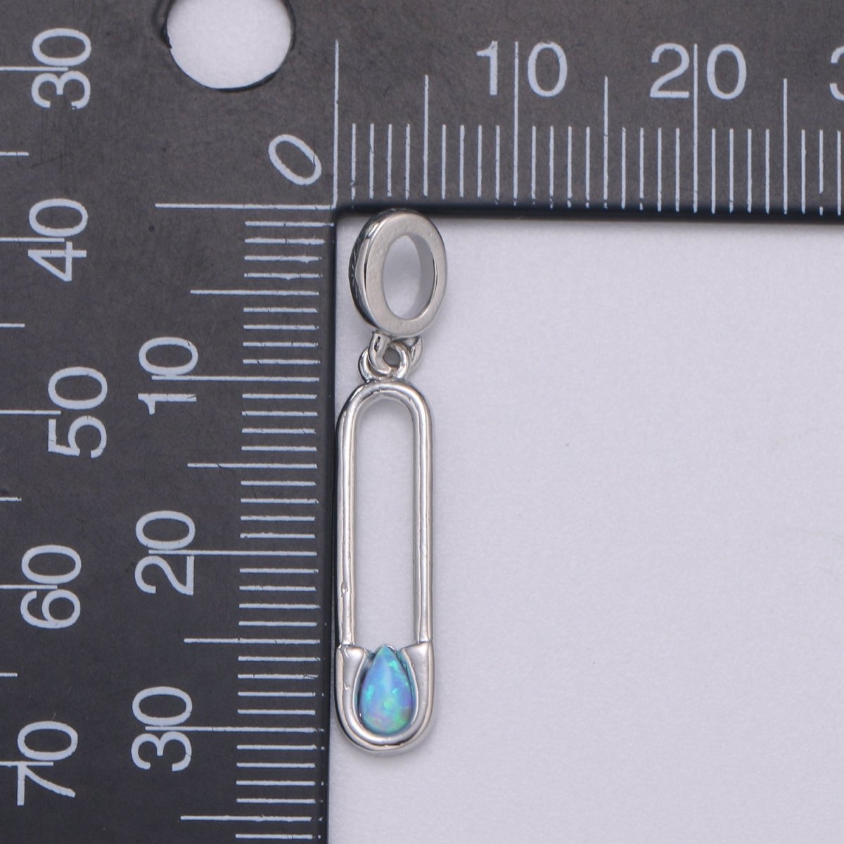 Blue and White Opal White Safety Pin Pendant, Teardrop Opal Charm for Bracelet Earring Necklace H-598 H-599
