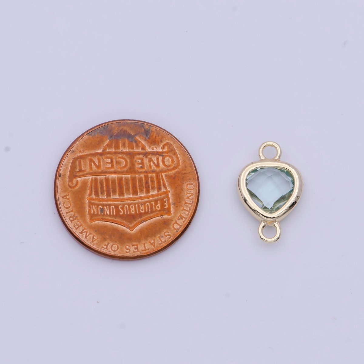 Blue Aqua Triangle Cubic Zirconia Link Connector Jewelry Making Supply G-550