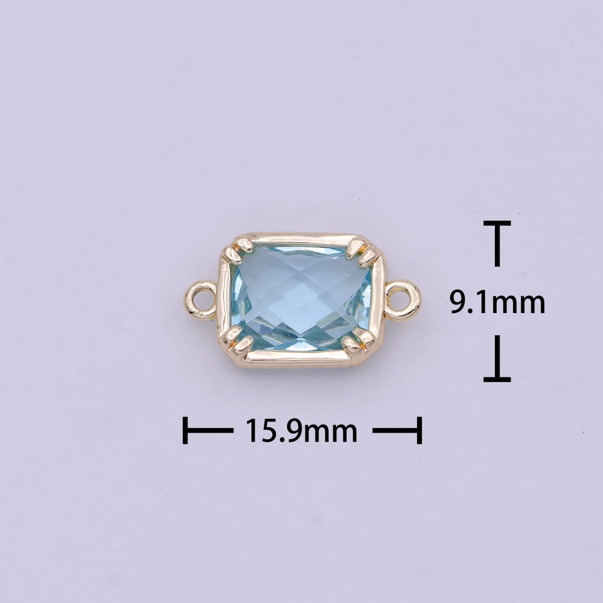 Blue / Clear Cubic Mini Gold Rectangle Charm Connector for Bracelet Necklace Component Y-430 - Y-432, G-728