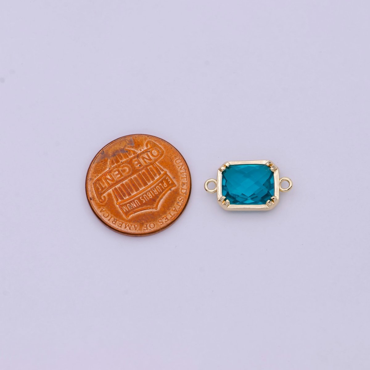Blue / Clear Cubic Mini Gold Rectangle Charm Connector for Bracelet Necklace Component Y-430 - Y-432, G-728