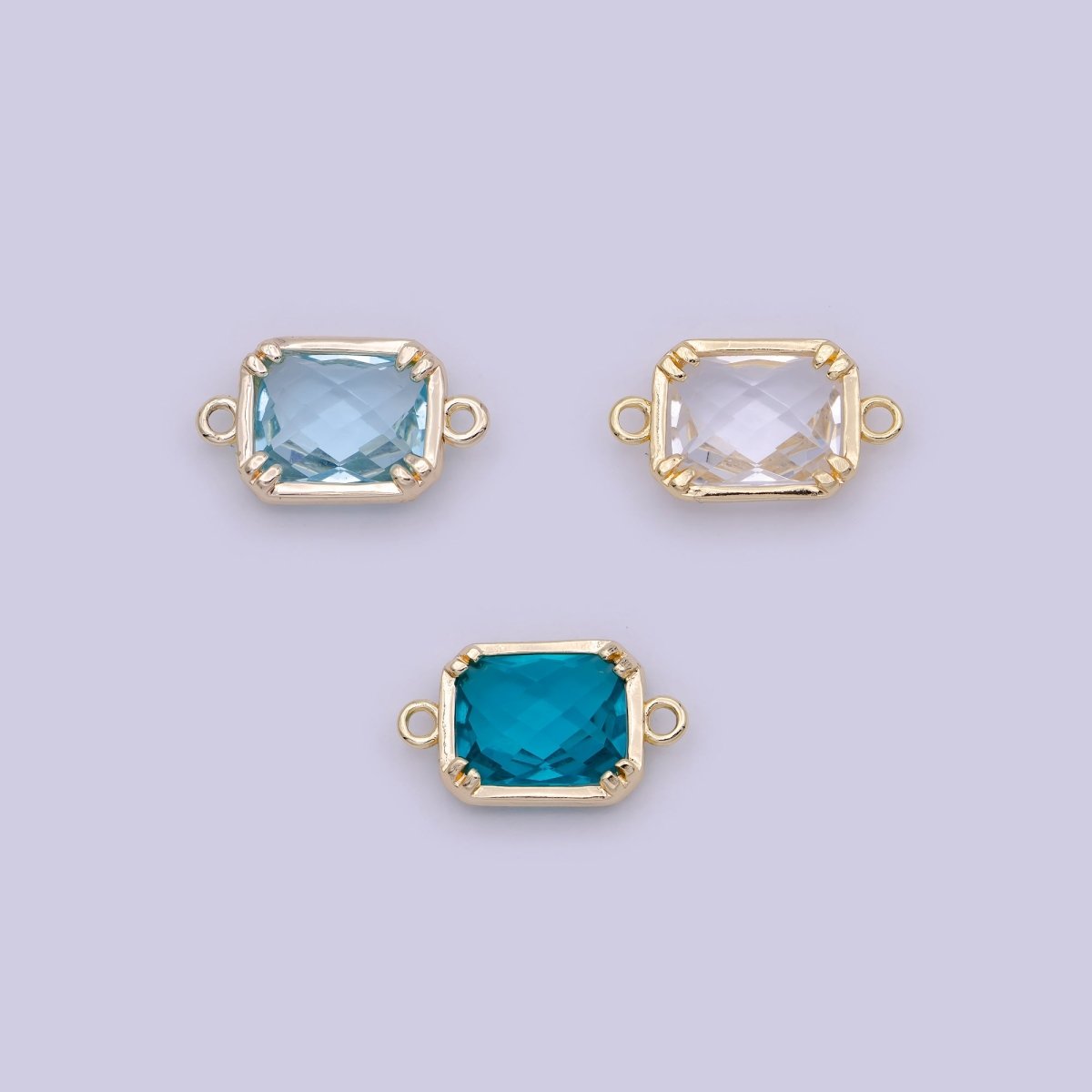 Blue / Clear Cubic Mini Gold Rectangle Charm Connector for Bracelet Necklace Component Y-430 - Y-432, G-728