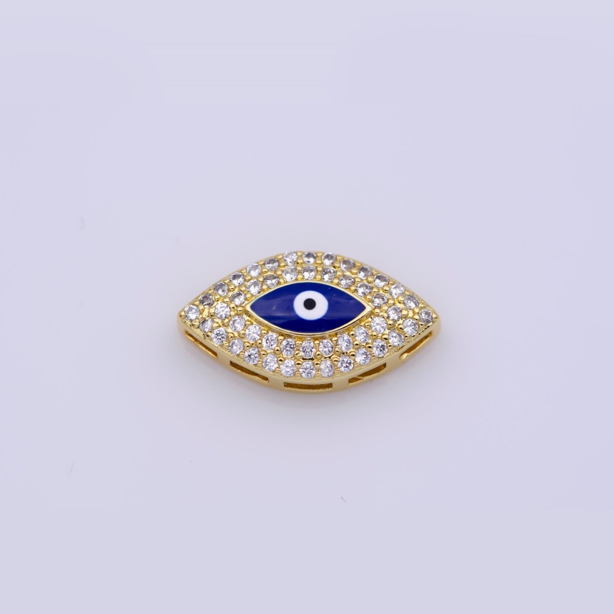 Blue Evil Eye Bead CZ Gold Beads Evil eye Beads Spacer Micro Pave Beads Charm for Bracelet Necklace Supply 18x10mm B-628 - DLUXCA