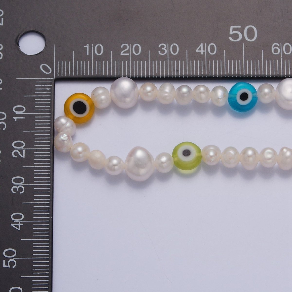 Blue Evil Eye Beaded Choker Necklace for Women Freshwater Pearl Choker Necklace Boho Handmade 18K Gold Filled Y2K Jewelry | WA-1025 Clearance Pricing
