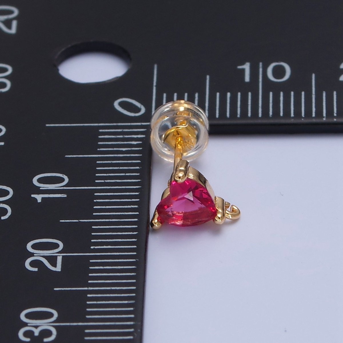 Blue / Fuchsia / Clear Heart Cubic Zirconia Gold Studs Open Loop Drop Earrings Supply  L-763~L-765