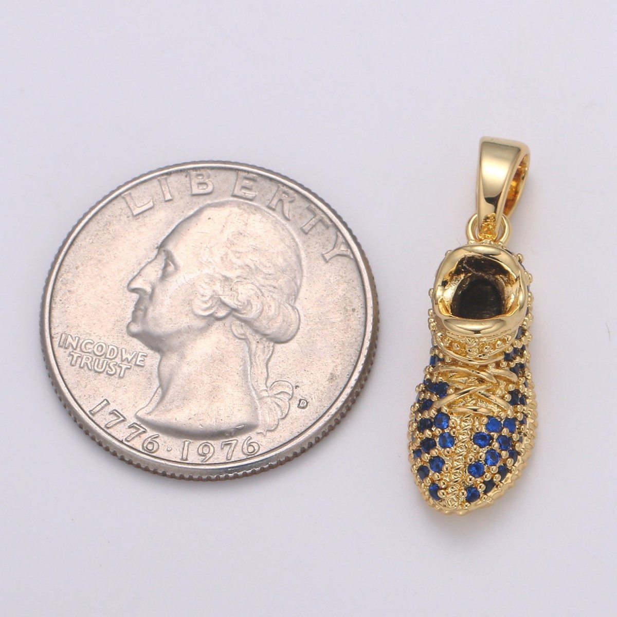 Blue or Clear Sneaker 24K Gold Charm, Micro Pave Shoes Pendant, CZ Gold Charm, Dainty Minimalist Jewelry Supply H-248 H-249