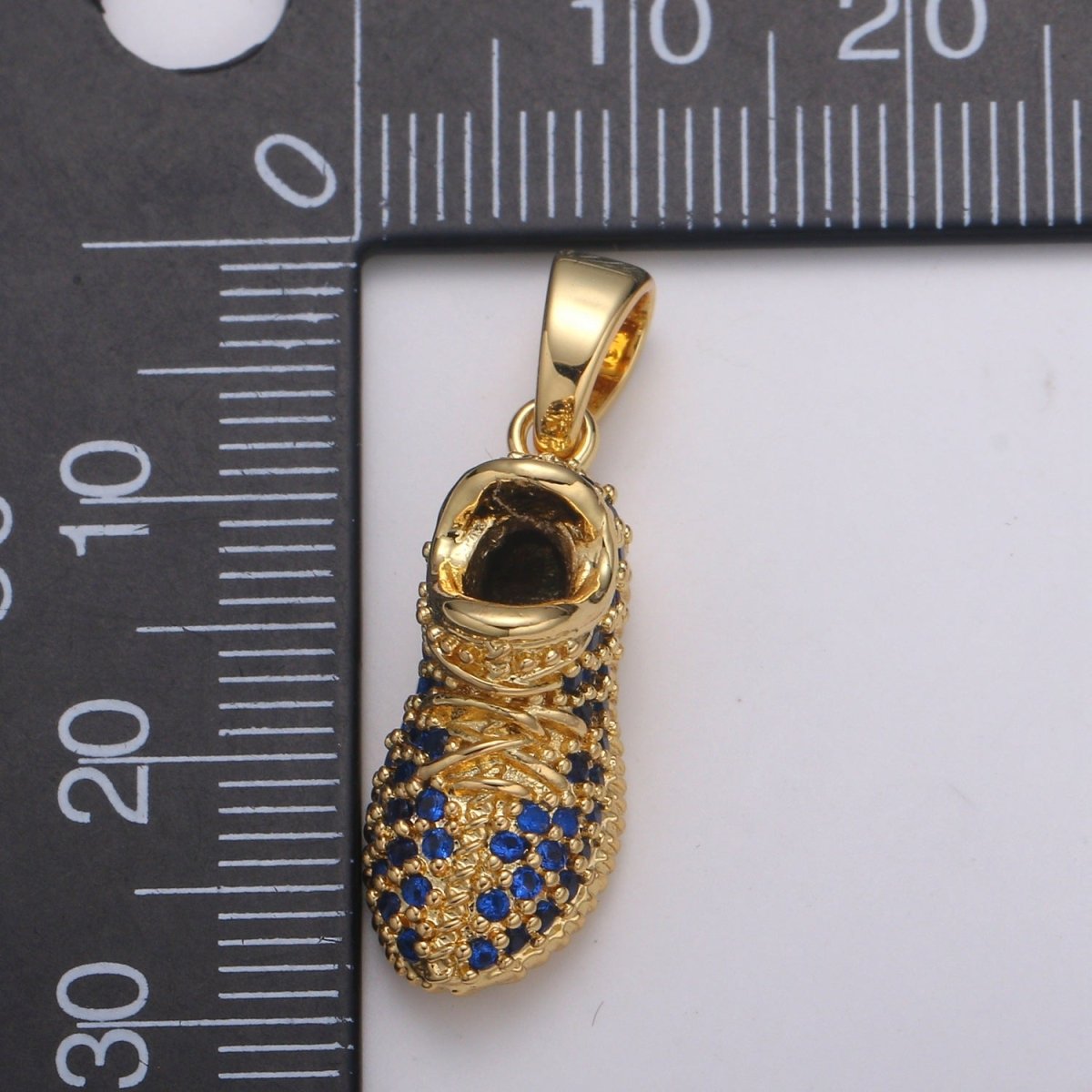 Blue or Clear Sneaker 24K Gold Charm, Micro Pave Shoes Pendant, CZ Gold Charm, Dainty Minimalist Jewelry Supply H-248 H-249