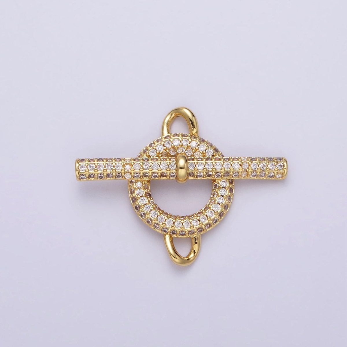 Blue Pink Green Clear Micro Paved 14K Gold Filled Toggle Clasps For Necklace Bracelet Findings | Y-734 ~ Y-737