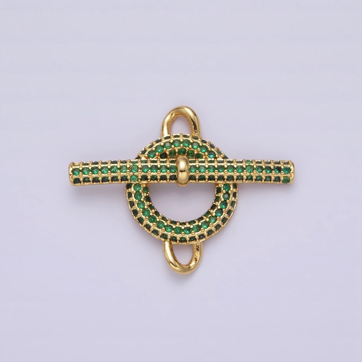 Blue Pink Green Clear Micro Paved 14K Gold Filled Toggle Clasps For Necklace Bracelet Findings | Y-734 ~ Y-737