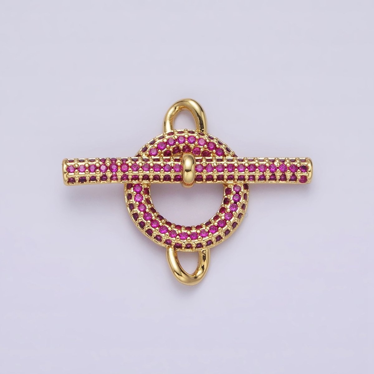 Blue Pink Green Clear Micro Paved 14K Gold Filled Toggle Clasps For Necklace Bracelet Findings | Y-734 ~ Y-737