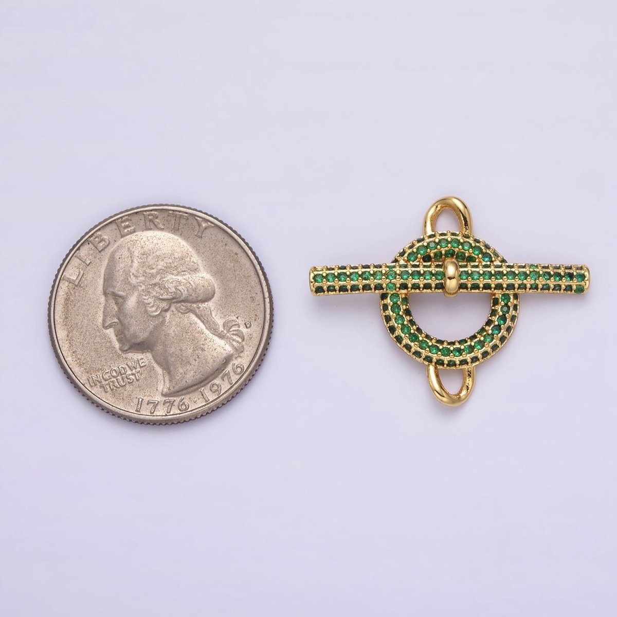 Blue Pink Green Clear Micro Paved 14K Gold Filled Toggle Clasps For Necklace Bracelet Findings | Y-734 ~ Y-737