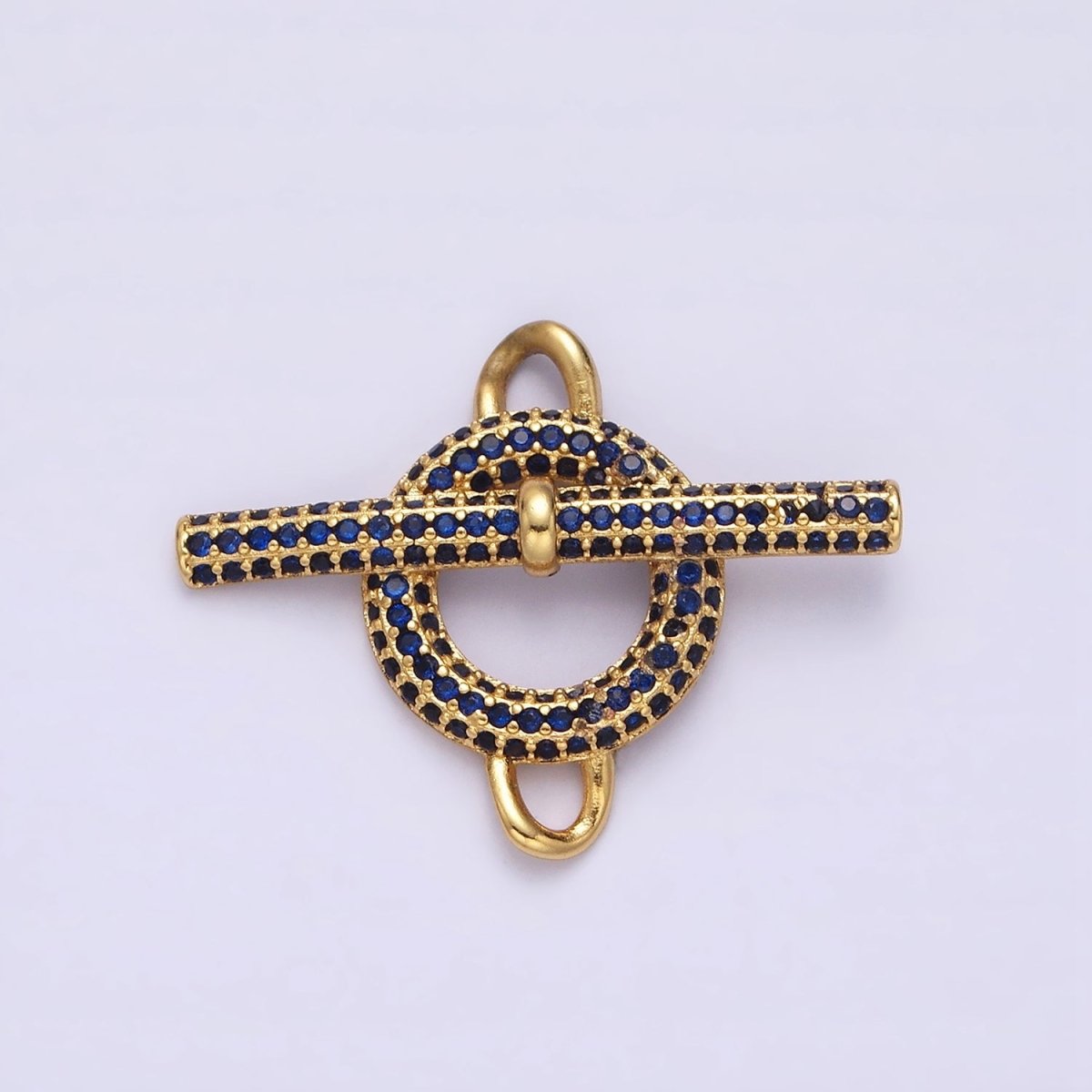 Blue Pink Green Clear Micro Paved 14K Gold Filled Toggle Clasps For Necklace Bracelet Findings | Y-734 ~ Y-737