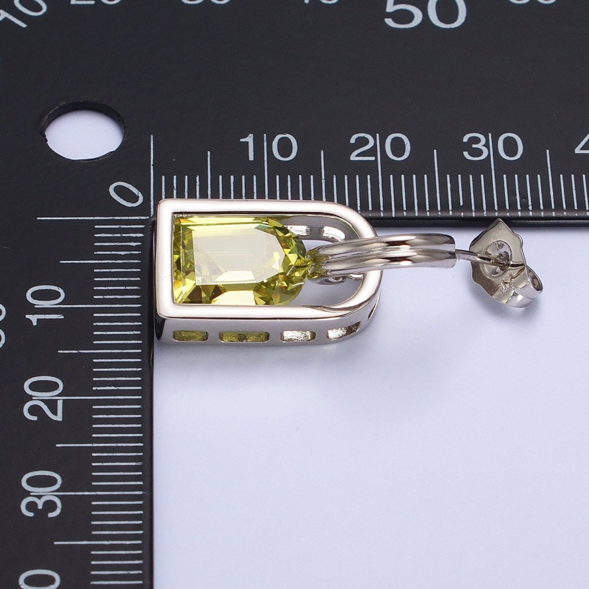 Blue, Pink, Orange, Yellow, Purple, Red, Clear Capsule Drop Dangle J-Shaped Silver Earrings | AB278 - AB284