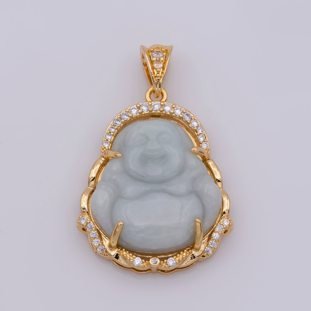 Blue Purple Red Pink Jade Buddha Pendant 18k Gold Filled Bezel