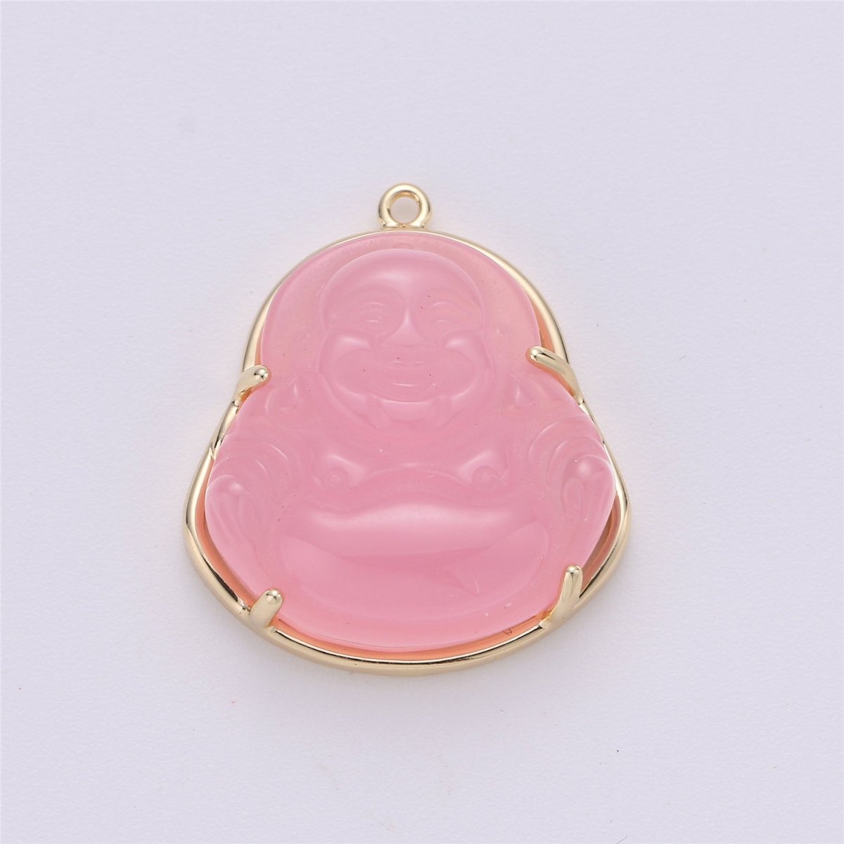 Blue Purple Red Pink Jade Buddha Pendant 18k Gold Filled Bezel