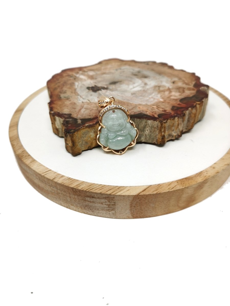 Blue Purple Red Pink Jade Buddha Pendant 18k Gold Filled Bezel
