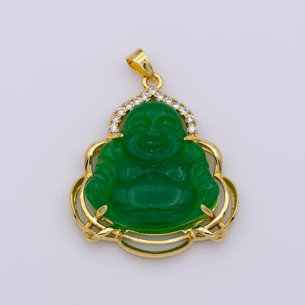Blue Purple Red Pink Jade Buddha Pendant 18k Gold Filled Bezel