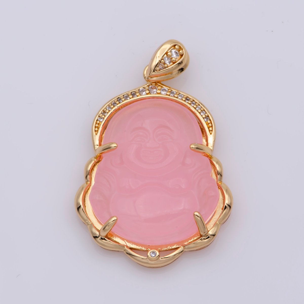 Blue Purple Red Pink Jade Buddha Pendant 18k Gold Filled Bezel