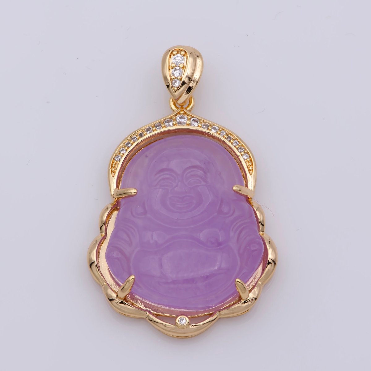 Blue Purple Red Pink Jade Buddha Pendant 18k Gold Filled Bezel