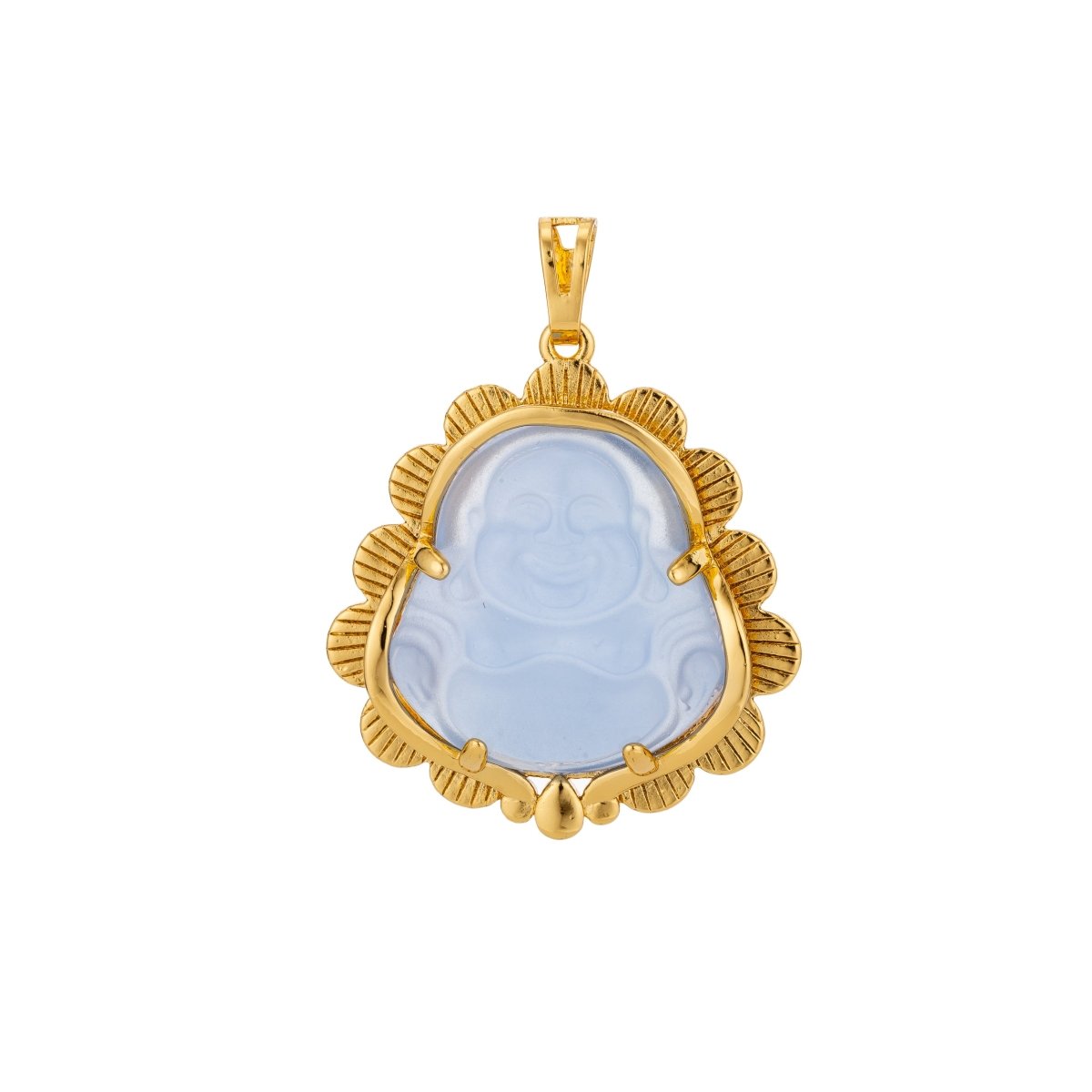 Blue Purple Red Pink Jade Buddha Pendant 18k Gold Filled Bezel