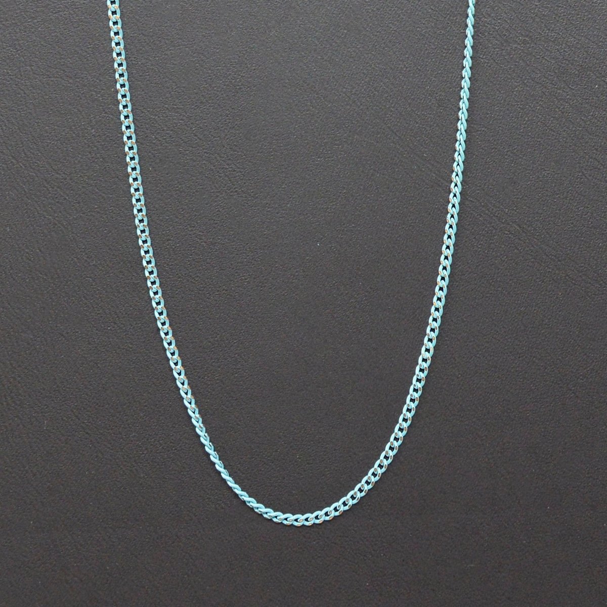 Blue Shimmer Curb Chain On Brass 1.8mm width Gold Teal Enamel Unfinished chain for Bracelet Necklace Component Chain | ROLL-443 Clearance Pricing