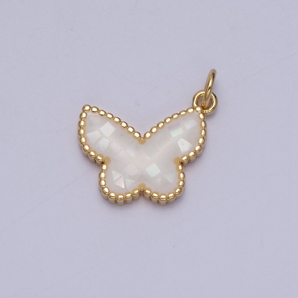 Blue, White, Pink, Purple, Green, Light Blue Opal Mariposa Butterfly Gold Charm For Jewelry Making AG-036~AG-041