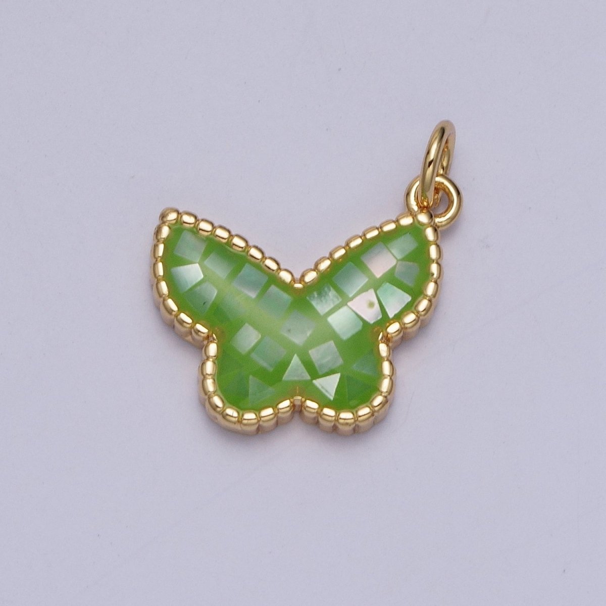 Blue, White, Pink, Purple, Green, Light Blue Opal Mariposa Butterfly Gold Charm For Jewelry Making AG-036~AG-041