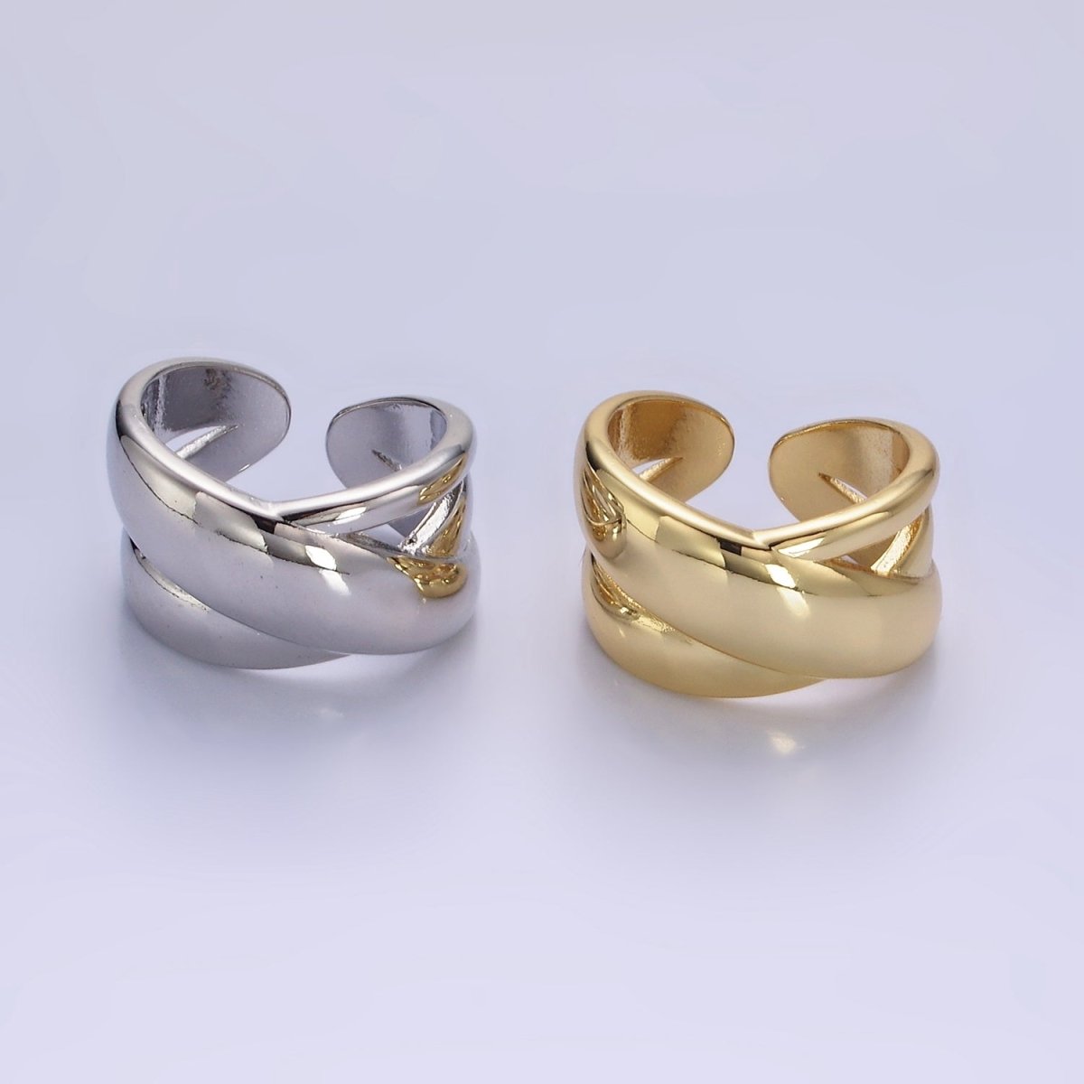 Bold 14K Gold Filled Crisscross Statement Ring in gold and silver  | O1274 O1275