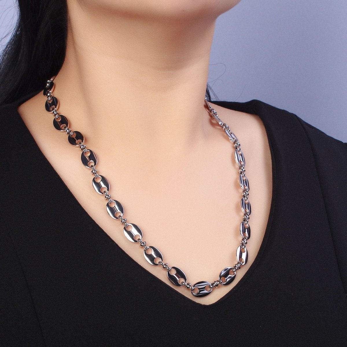 Bold Anchor Link Necklace Silver Mariner Chain Necklace for Men Women Necklace 11mm Width Link Ready to Wear Necklace Layering | WA-1598 WA-1599 Clearance Pricing