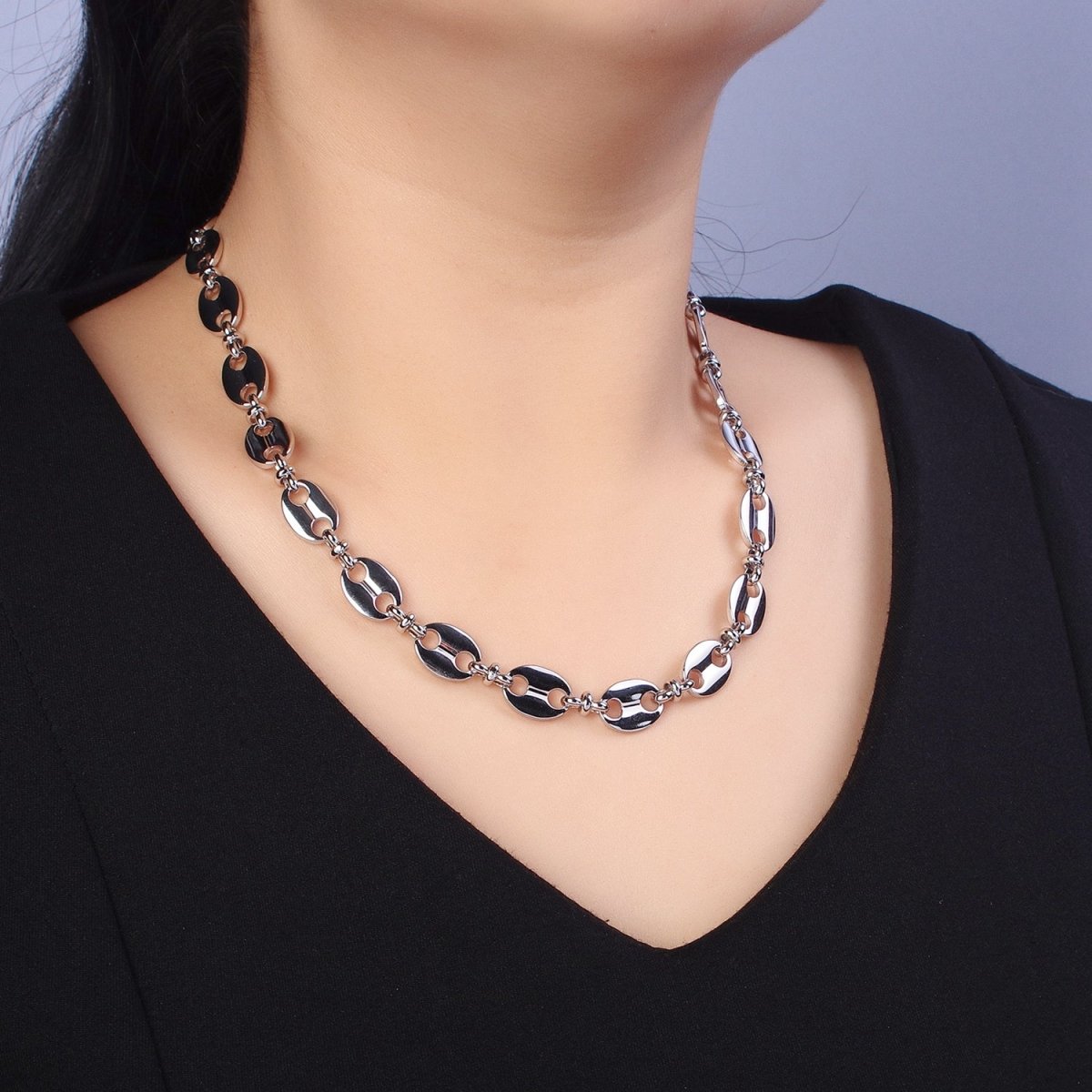 Bold Anchor Link Necklace Silver Mariner Chain Necklace for Men Women Necklace 11mm Width Link Ready to Wear Necklace Layering | WA-1598 WA-1599 Clearance Pricing