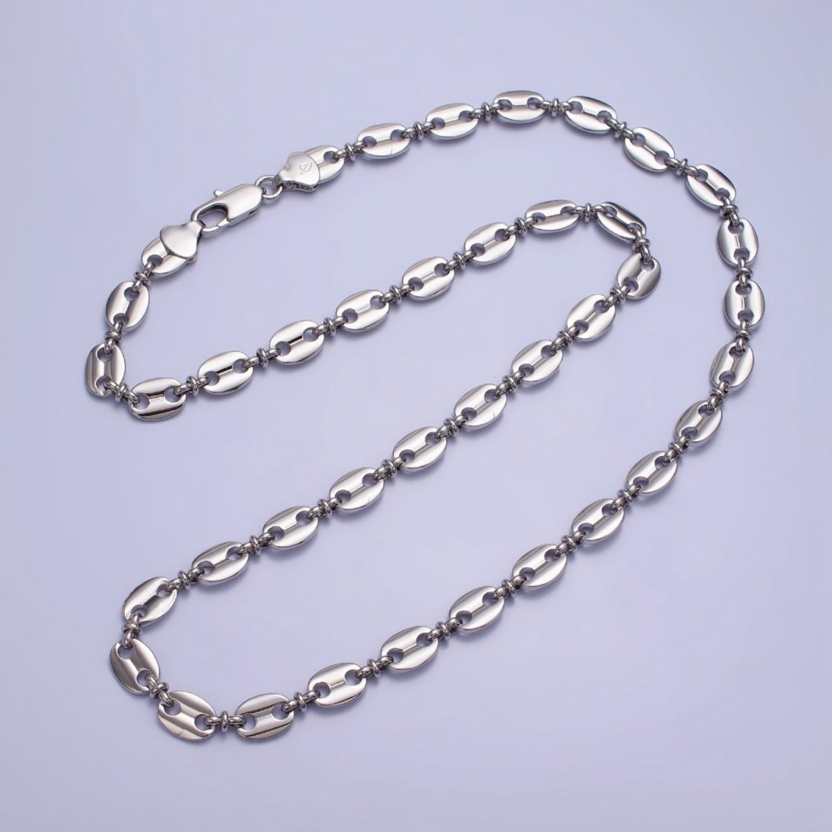 Bold Anchor Link Necklace Silver Mariner Chain Necklace for Men Women Necklace 8mm Width Link Ready to Wear Necklace Layering | WA-1596 WA-1597 Clearance Pricing