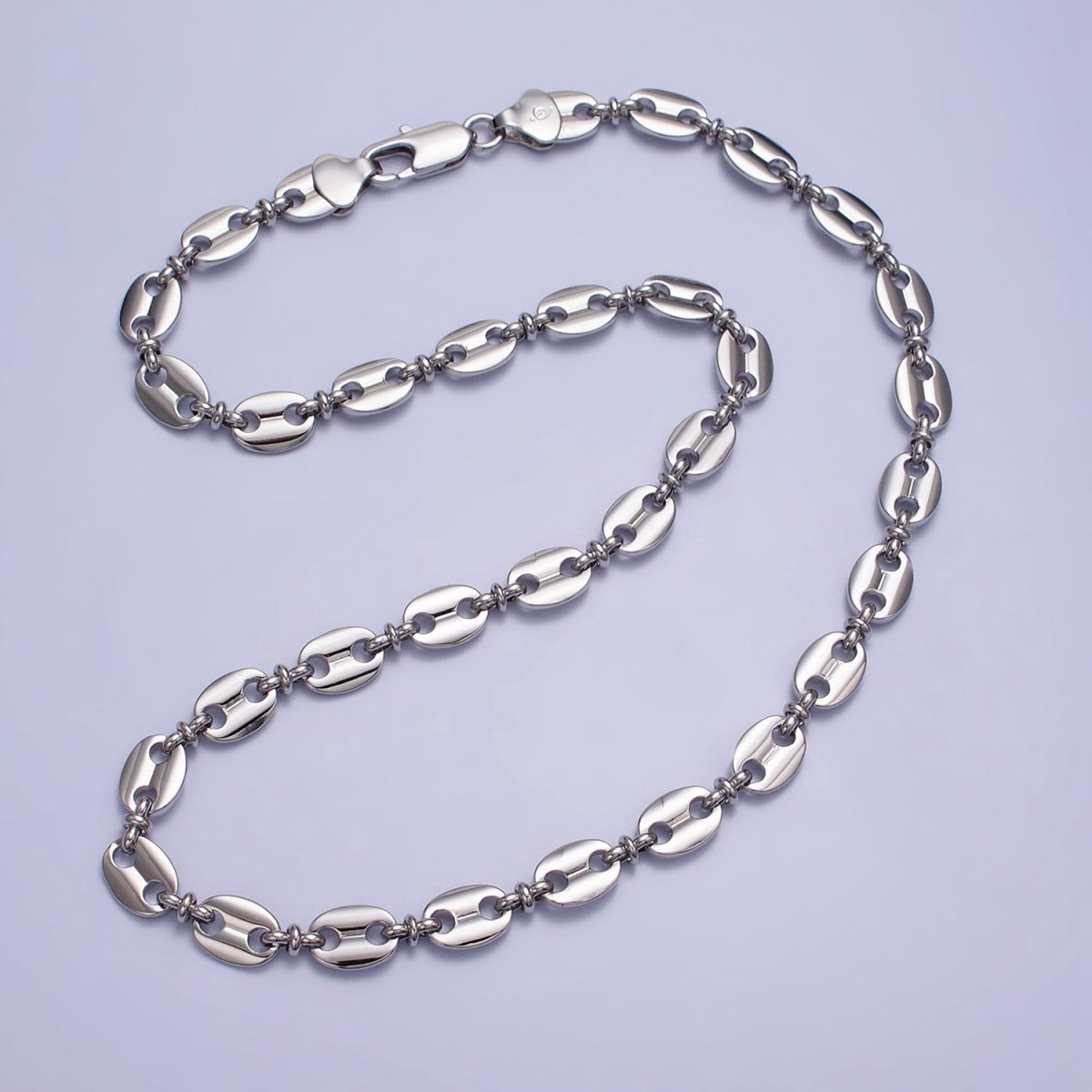 Bold Anchor Link Necklace Silver Mariner Chain Necklace for Men Women Necklace 8mm Width Link Ready to Wear Necklace Layering | WA-1596 WA-1597 Clearance Pricing