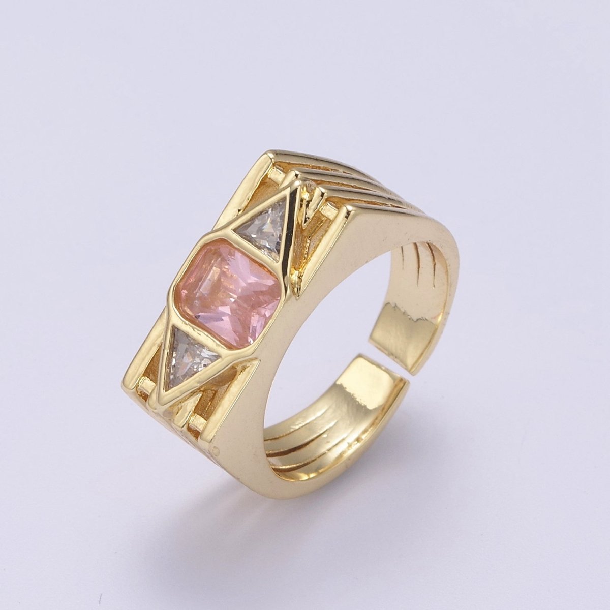 Bold Chunky Cocktail Ring Birthstone CZ Ring Open Adjustable U-079~U-082 U-215 U-216