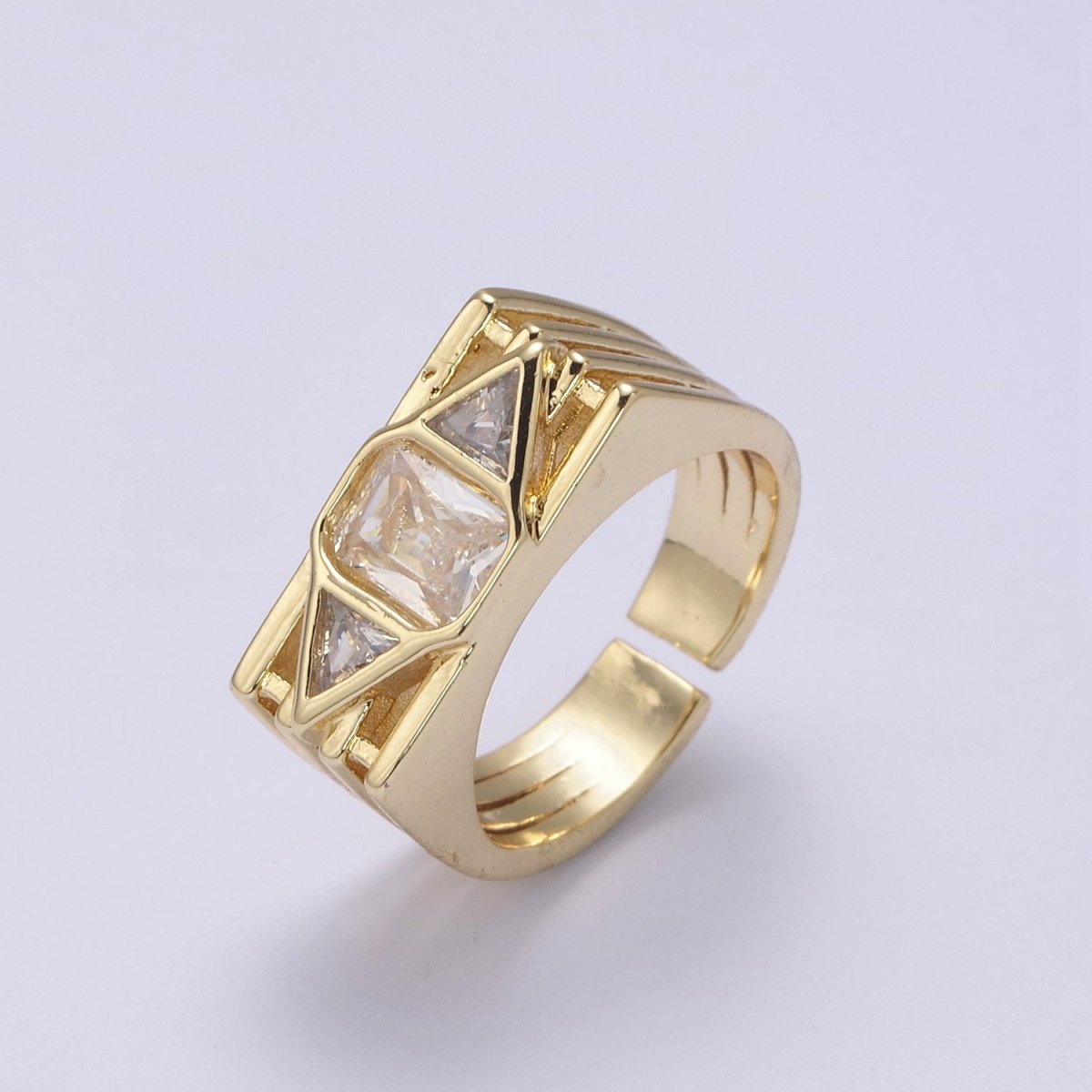 Bold Chunky Cocktail Ring Birthstone CZ Ring Open Adjustable U-079~U-082 U-215 U-216