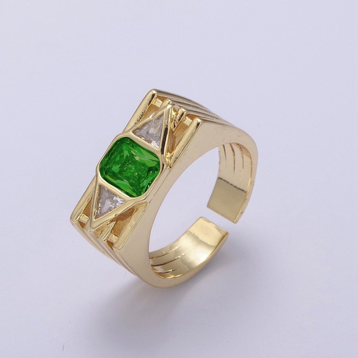 Bold Chunky Cocktail Ring Birthstone CZ Ring Open Adjustable U-079~U-082 U-215 U-216