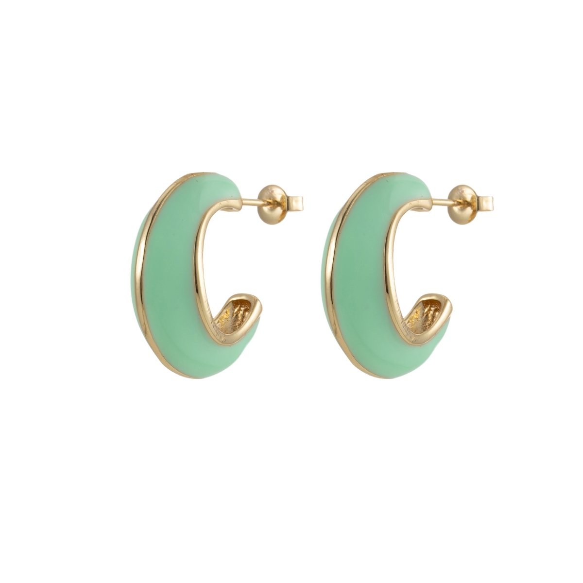 Bold Enamel Hoops Earring Colorful Dome Earring for Everday Wear P-211-P-219