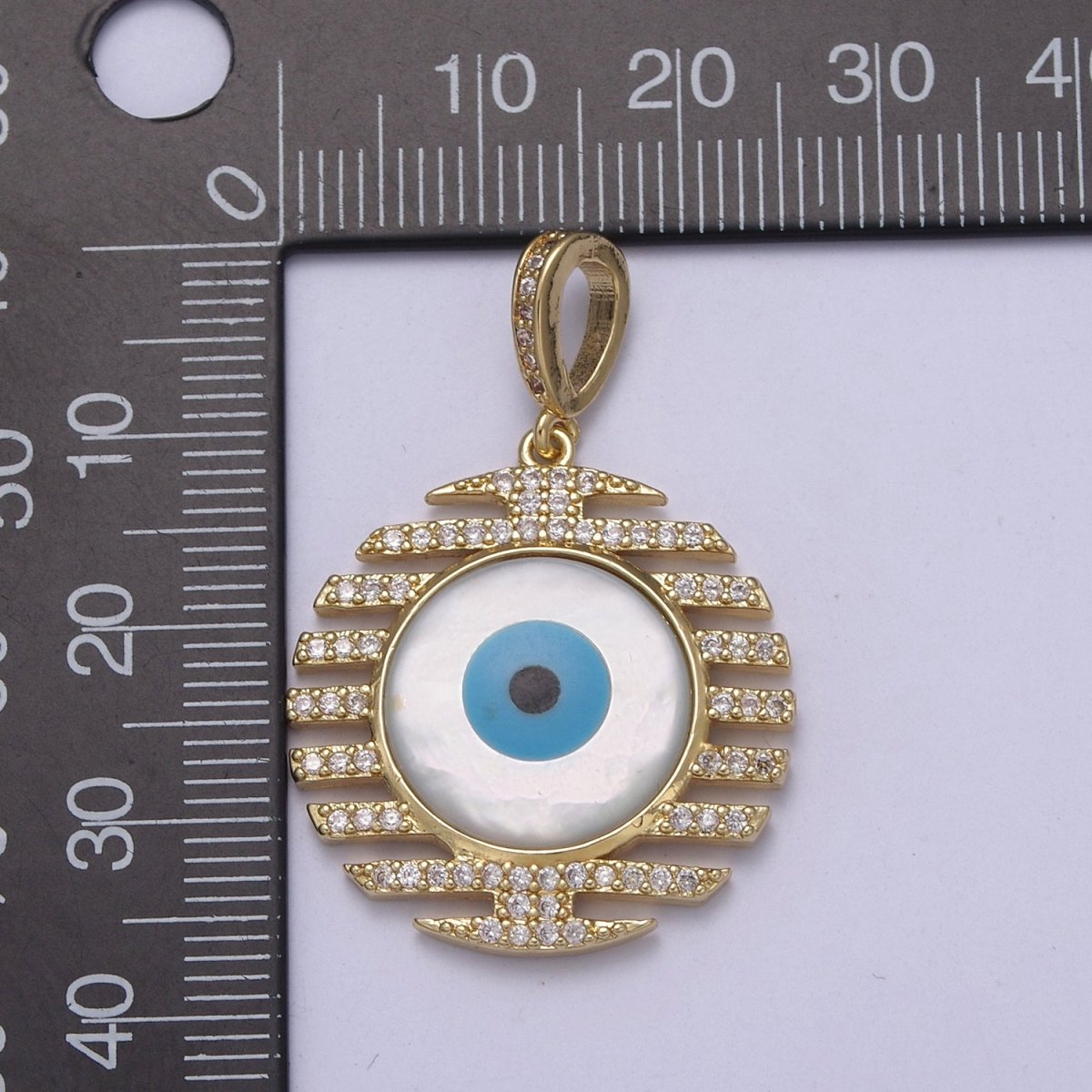 Bold Evil Eye Charm Boho Gold Filled Eye Charms, Evil Eye Medallion Pendant Necklace Good Lucky Amulet Protection Jewelry Supply H-562 - DLUXCA