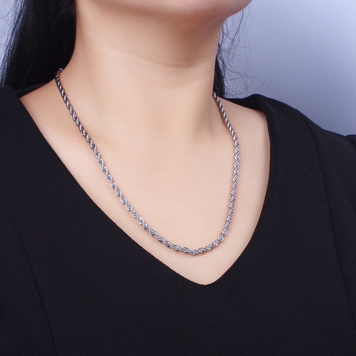 Bold Gold Rope necklace, Thick Chunky chain necklace 4mm Twist Necklace 18", 20 inch + 2 inch extender | WA-1536 WA-1537 Clearance Pricing